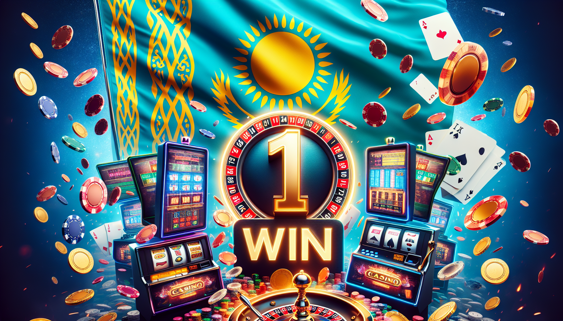 Логотип онлайн казино 1win на синем фоне